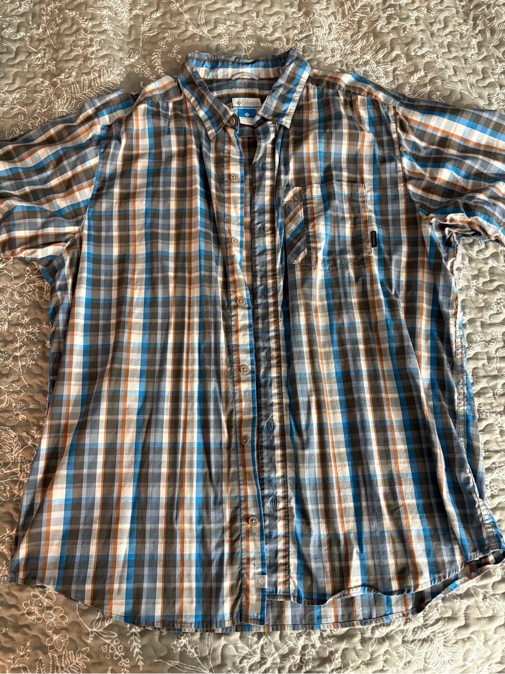 Columbia Men's Plaid Button-Down Shirt in Blue and Brown